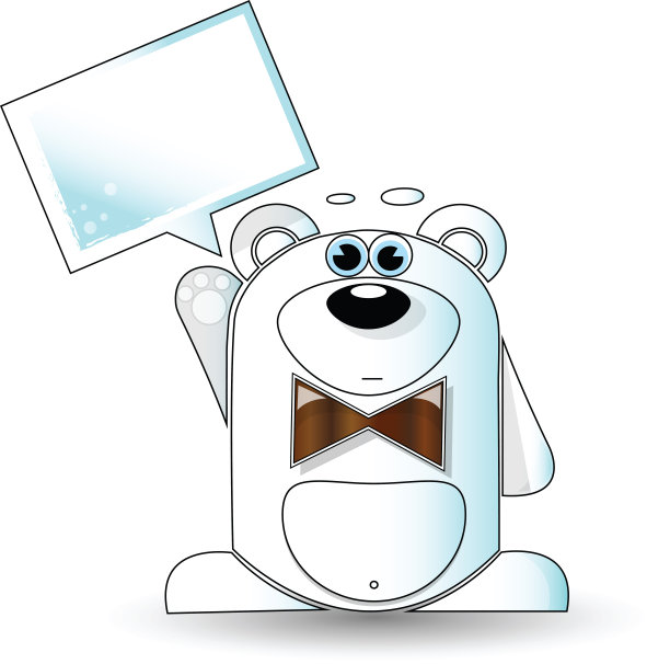 惊讶的北极熊用白色标志图片下载