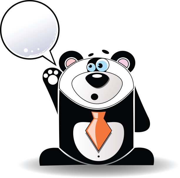 会说话的熊猫和一个白色的标志图片下载
