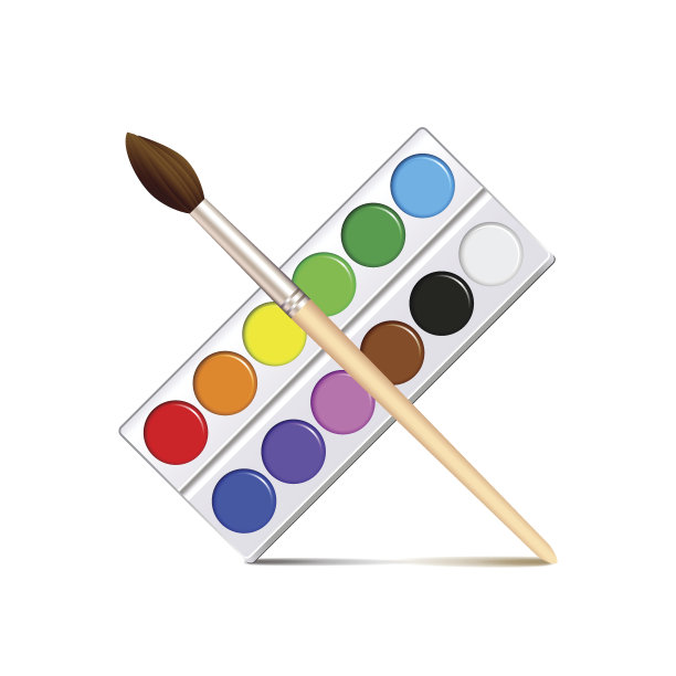 水彩调色板上隔离白色矢量图片下载