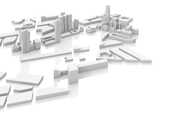 抽象现代城市景观模型孤立，三维图片下载