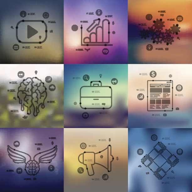 模糊背景的营销时间线信息图图片下载