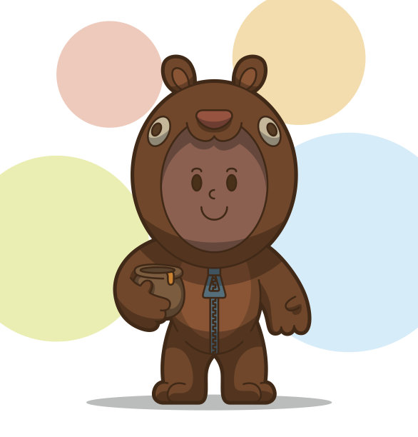 穿着动物服装的孩子，熊图片下载