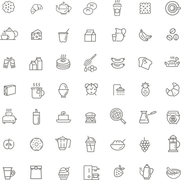 矢量轮廓早餐图标图片下载