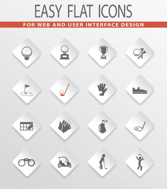 黑色高尔夫图标套装图片下载