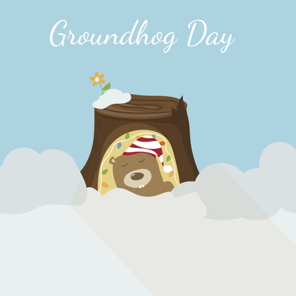土拨鼠日的贺卡。春天的开始。向量图片下载