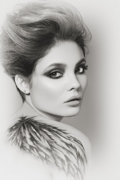 黑白肖像的年轻性感的女人图片下载