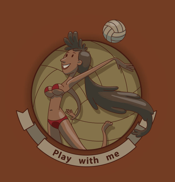 旗帜排球运动员，黑发女孩图片下载