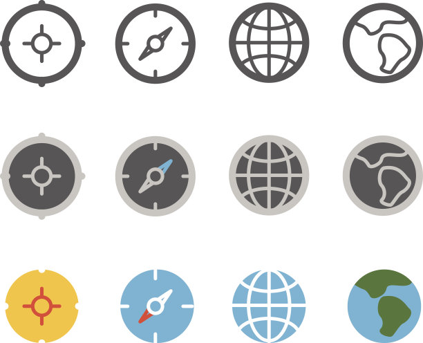 不同的圈旅行图标剪贴艺术图片下载