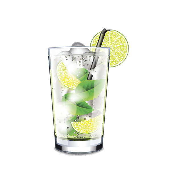 莫吉托鸡尾酒隔离在白色载体上图片下载