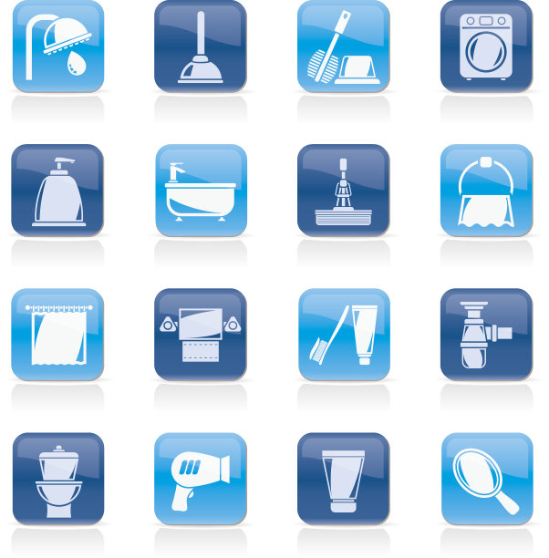 浴室和卫生用品图标图片下载