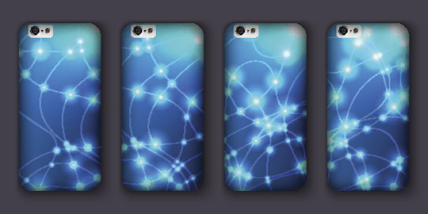 一组带有抽象散景波的手机覆盖。矢量插图。图片下载