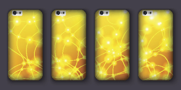 一组带有抽象散景波的手机覆盖。矢量插图。图片下载