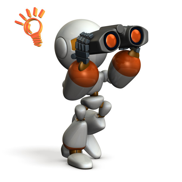 机器人，用双筒望远镜找东西。图片下载