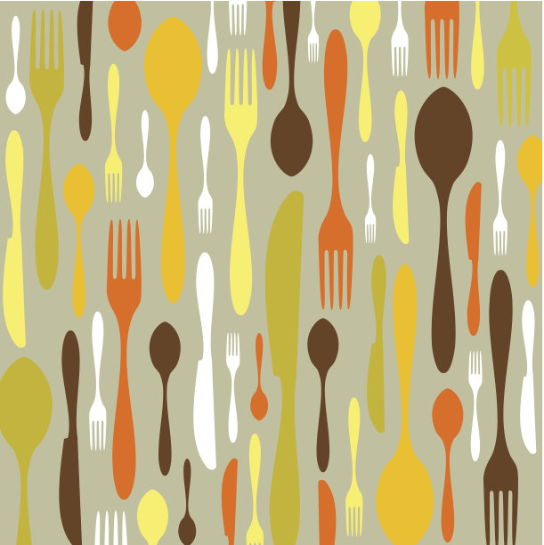 暖色餐具图案图片下载