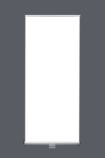 孤立的滚动旗帜在灰色背景图片下载