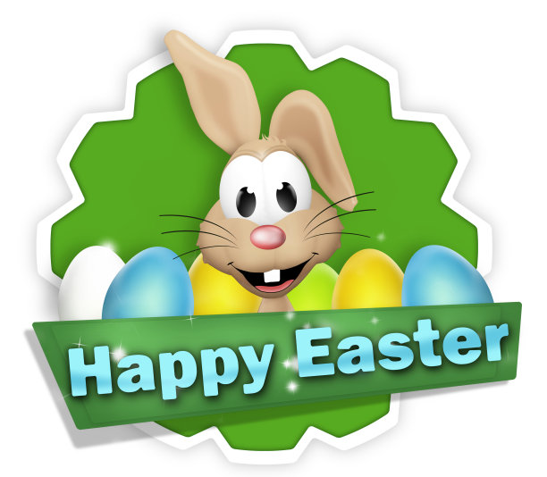 复活节圆形徽章复活节兔子快乐图片下载