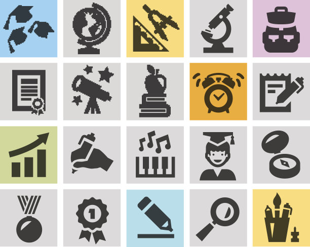 学校矢量图标设计模板。教育或学习图标图片下载