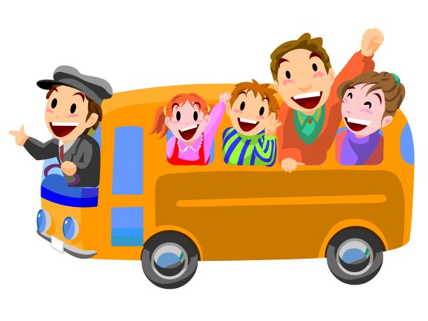 巴士插图上的家庭图片下载
