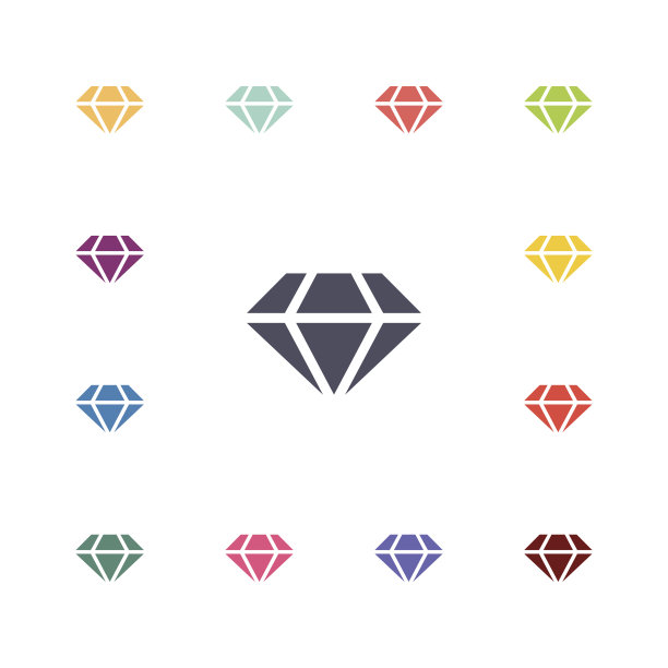 钻石平面图标套装图片下载