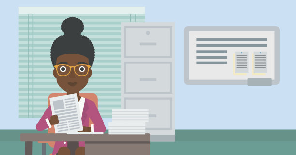 人力资源经理检查文件矢量插图。图片下载