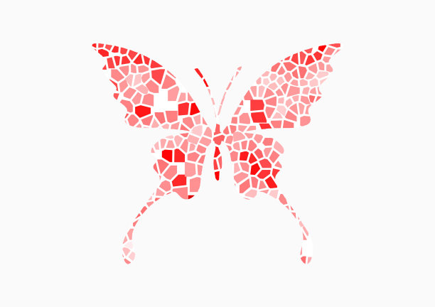 抽象的蝴蝶，由色块组成。图片下载