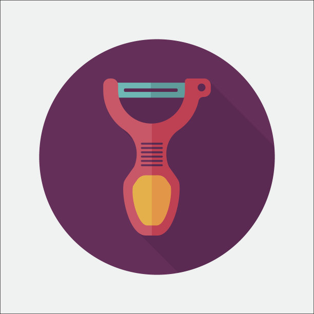 厨房用具削皮器扁平图标与长阴影，eps10图片下载