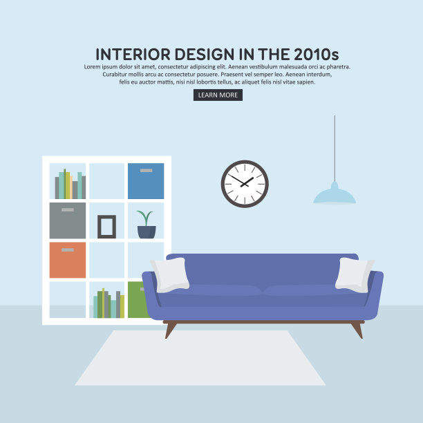 2010年代的平面室内客厅。图片下载