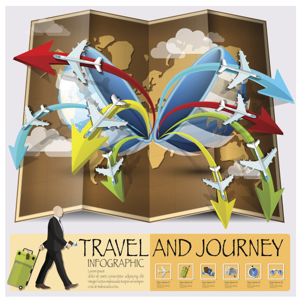 旅行和旅程世界地图信息图图片下载