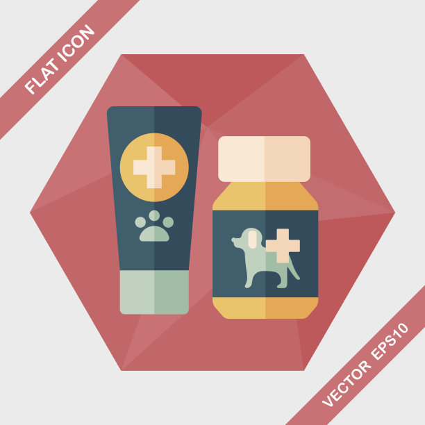 宠物药品与长影子的图标，eps10图片下载