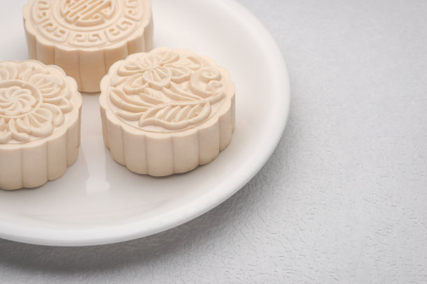 冰皮月饼。中国传统中秋节美食素材图片