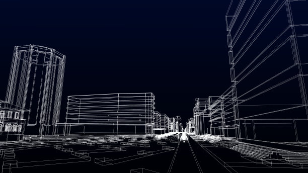 城市场景，抽象线框图片下载