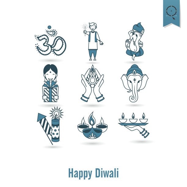 排灯节。印度节日图标图片下载