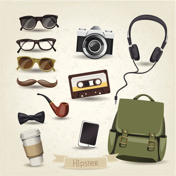 时尚男士配饰矢量素材图片下载