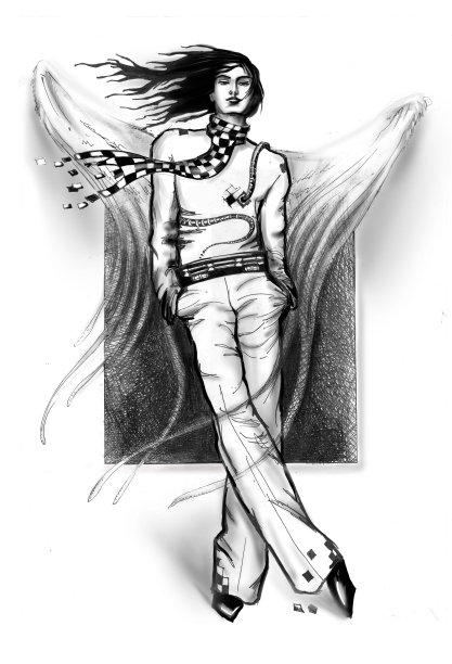 一个长着翅膀的年轻人的抽象画。图片下载