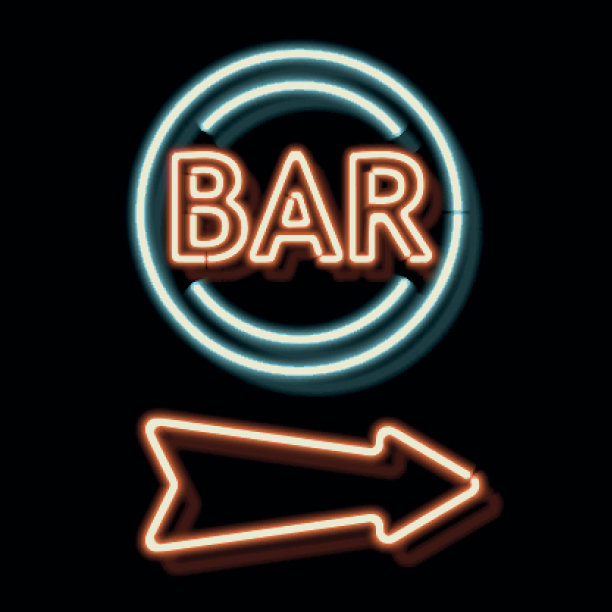 老式的霓虹招牌，上面有酒吧的标志图片下载