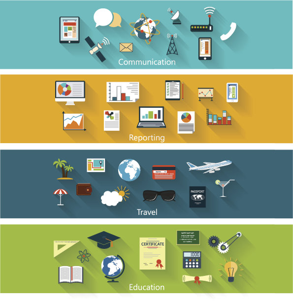 现代概念图标的集合在平面设计图片下载