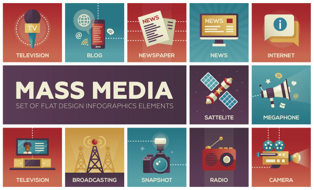 大众传媒系列设计图标集素材图片