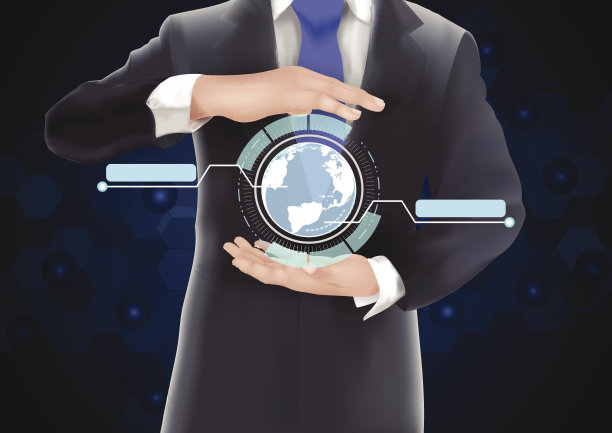 双手捧着蓝黑背景的大地图片下载