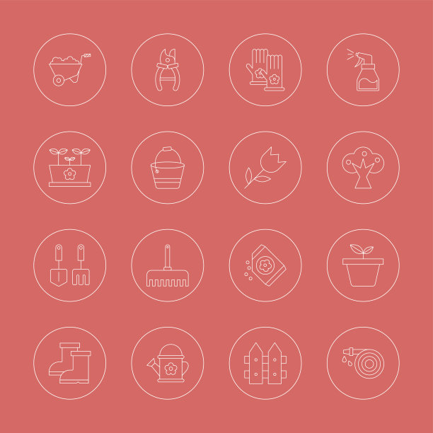 园艺线图标集图片下载