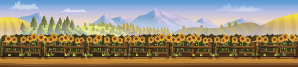 乡村景观与葡萄园和山的全景。图片下载