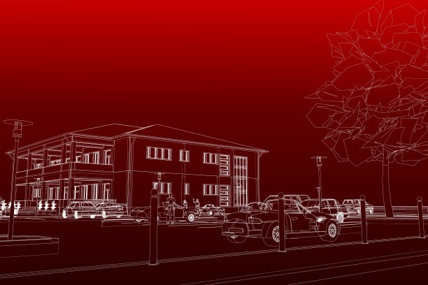 公共建筑，抽象的线框图片下载