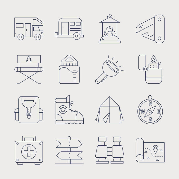 露营线图标集图片下载