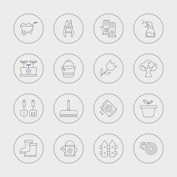 园艺线图标集图片下载