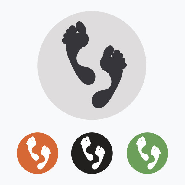 手绘脚印图标集图片下载