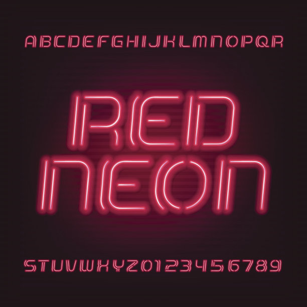 氖管字母字体。输入字母和数字。图片下载