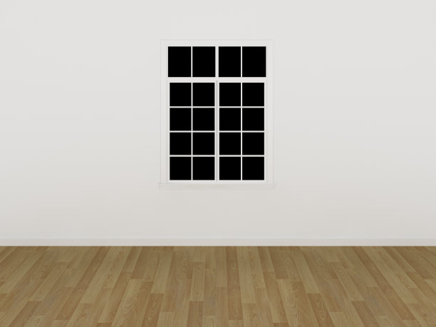 白色墙壁上的窗口，3d图片下载