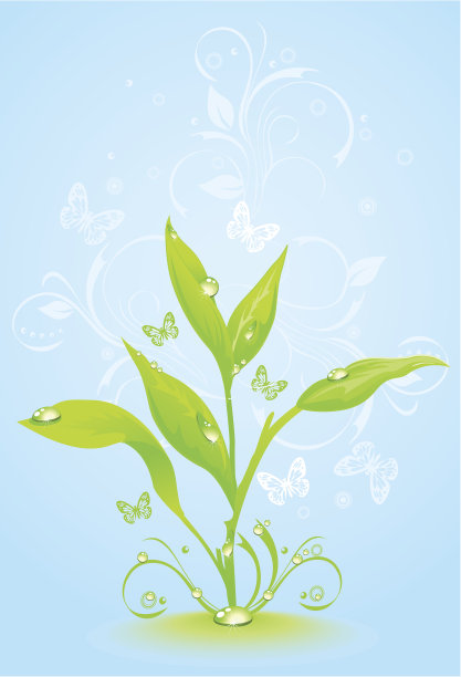 蓝色背景上的绿色花架图片下载