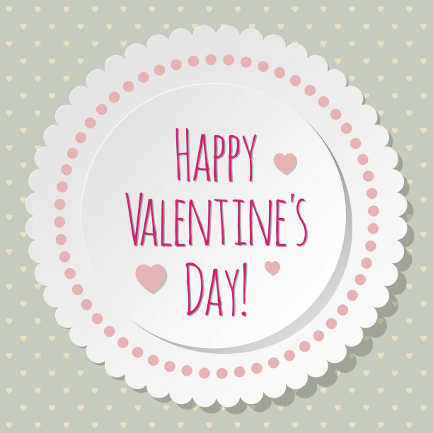 情人节明信片圈白色的复古背景。图片下载