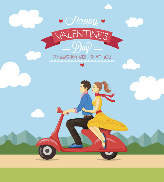 情人节贺卡。矢量图图片下载