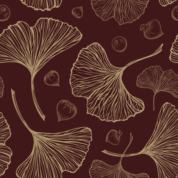 银杏叶向量无缝图案图片下载